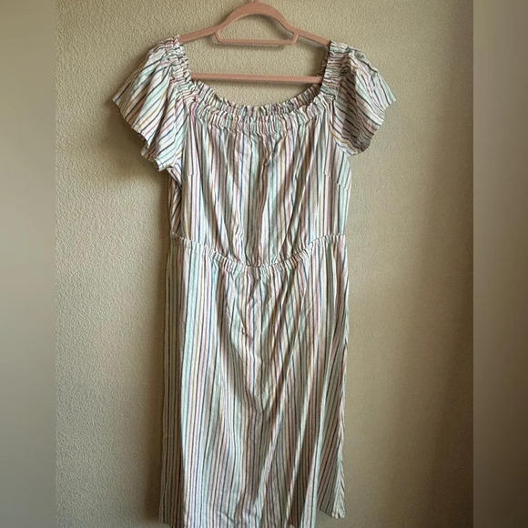 Lane Bryant Linen Blend Pastel Striped  Convertible Off The Shoulder Mid… - Picture 6 of 11